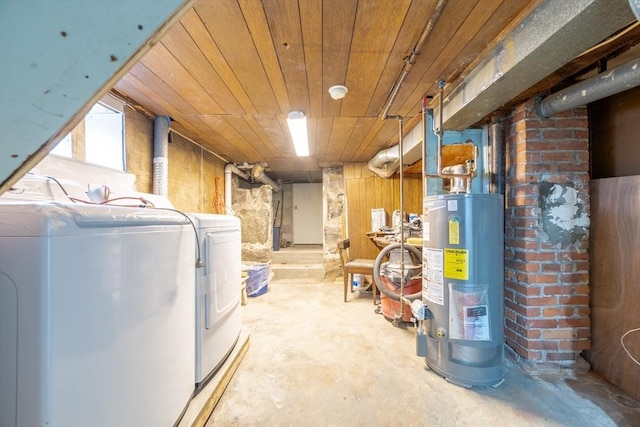 basement with water heater