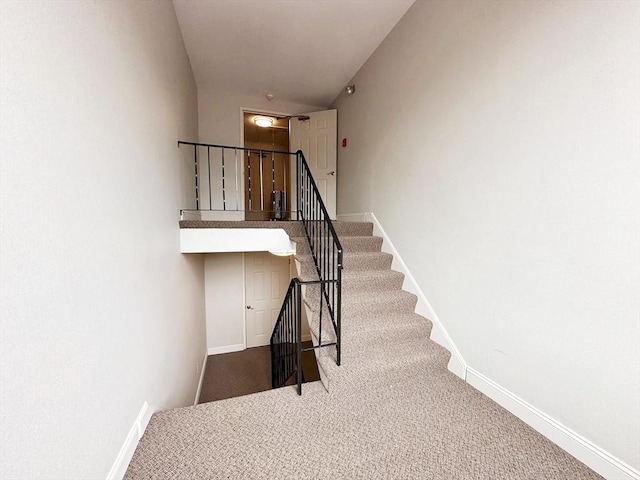 1610 Skyline Dr Unit 11, Lowell, MA 01854 - stairs with baseboards and carpet floors