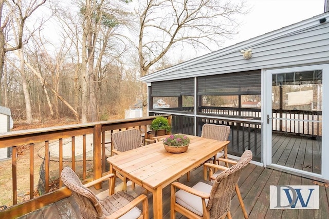 deck featuring a sunroom