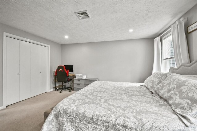 11 Fernwood Dr Unit D, Leominster, MA 01453 - bedroom featuring carpet flooring, recessed lighting, a textured ceiling, a closet, and an office area