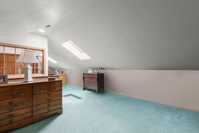 8 Viking Rock Rd, Yarmouth, MA 02664 - additional living space with a skylight, lofted ceiling, and carpet
