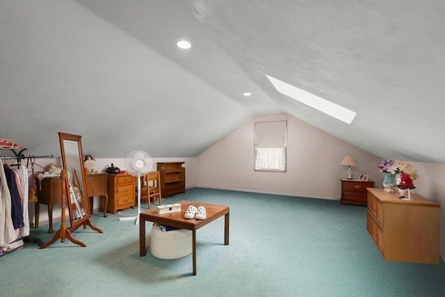8 Viking Rock Rd, Yarmouth, MA 02664 - bonus room with vaulted ceiling, carpet floors, a skylight, and recessed lighting