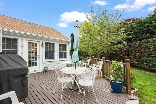 8 Viking Rock Rd, Yarmouth, MA 02664 - wooden deck with outdoor dining space and area for grilling