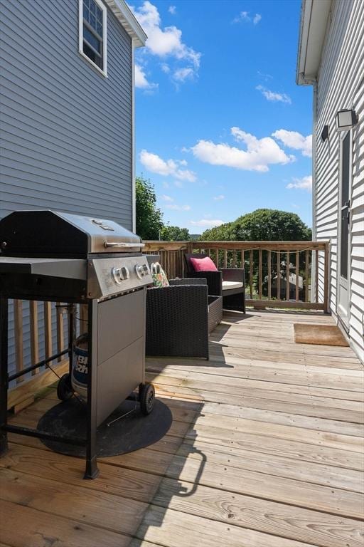 deck featuring area for grilling