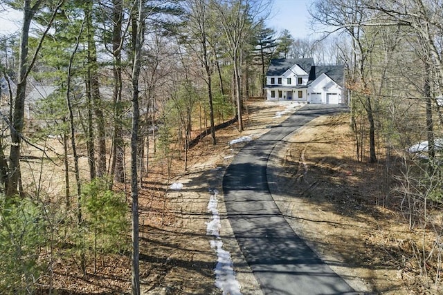 view of street featuring aphalt driveway