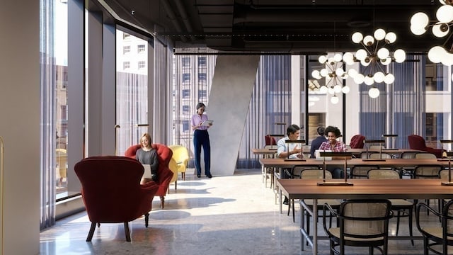 interior space featuring an inviting chandelier and concrete flooring