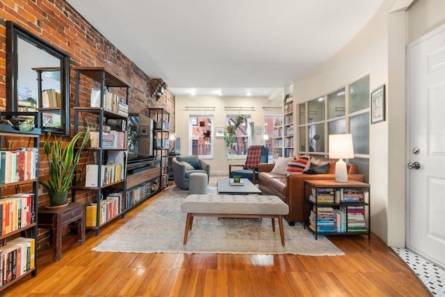 living area featuring light wood-style flooring