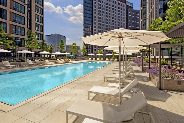 pool featuring a patio