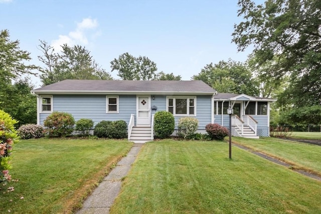 19 Chase St, Taunton, MA 02780 - ranch-style house featuring a front lawn and a sunroom