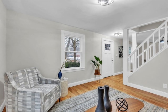 living area featuring hardwood / wood-style flooring