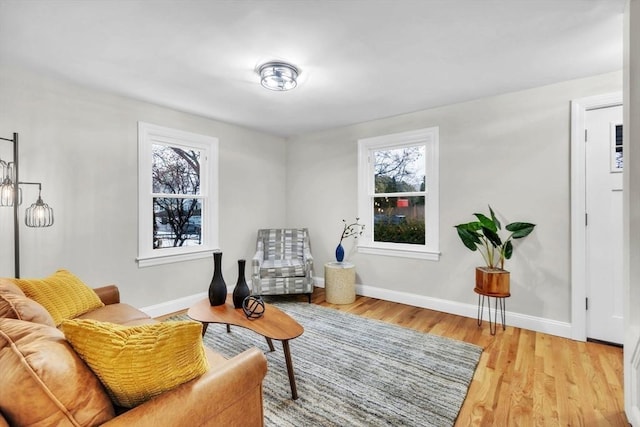 living area featuring light wood-type flooring