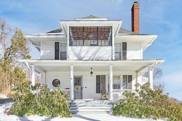 view of front of home featuring covered porch