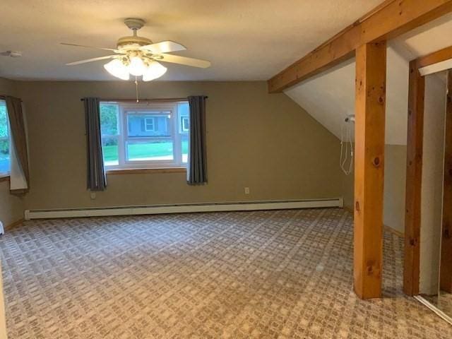 19 Locust Ave, Southbridge, MA 01550 - additional living space featuring carpet, a baseboard radiator, and a ceiling fan