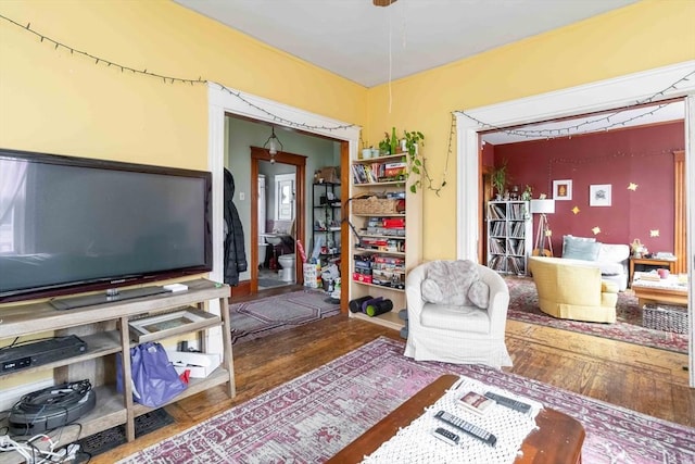 living area with wood finished floors
