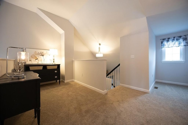 38 Nature View Dr Unit 38, Uxbridge, MA 01569 - interior space with an upstairs landing, vaulted ceiling, and carpet floors