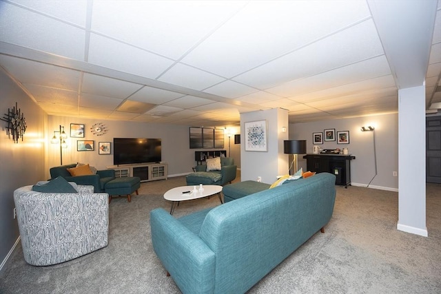 38 Nature View Dr Unit 38, Uxbridge, MA 01569 - carpeted living room featuring baseboards and a paneled ceiling