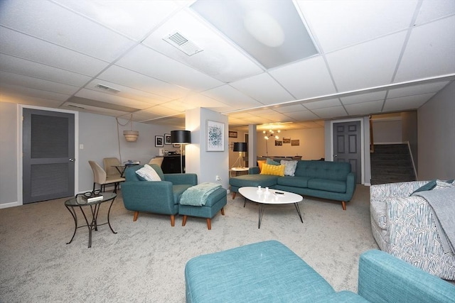 38 Nature View Dr Unit 38, Uxbridge, MA 01569 - carpeted living room featuring a paneled ceiling