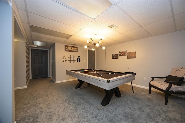 38 Nature View Dr Unit 38, Uxbridge, MA 01569 - rec room featuring a drop ceiling, carpet, and pool table