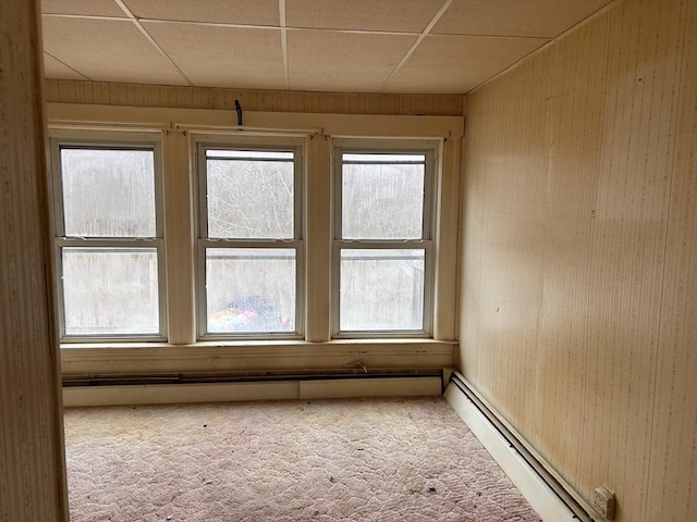 10 Conway Dr, Leicester, MA 01524 - spare room with carpet flooring, a baseboard radiator, and a paneled ceiling