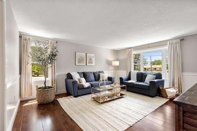 151 Whitehall Rd, Amesbury, MA 01913 - living area with dark wood-style floors and a textured ceiling