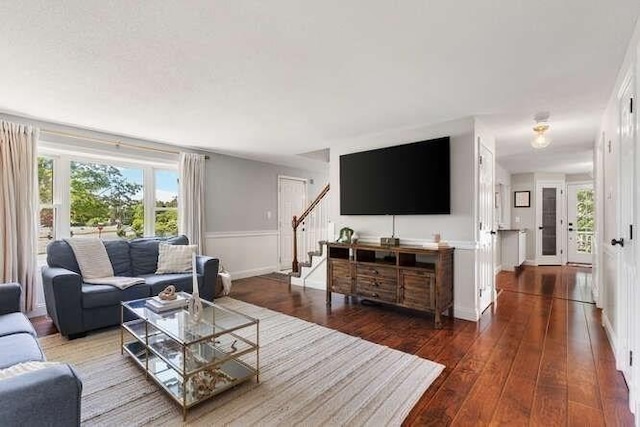 151 Whitehall Rd, Amesbury, MA 01913 - living area featuring stairs and hardwood / wood-style floors