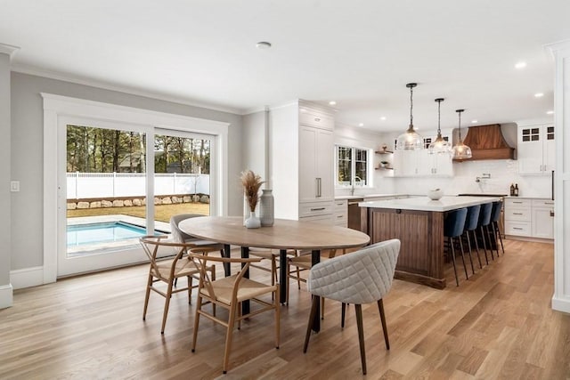 10 Dawson Way, Falmouth, MA 02536 - dining room with light wood-style floors, ornamental molding, plenty of natural light, and recessed lighting