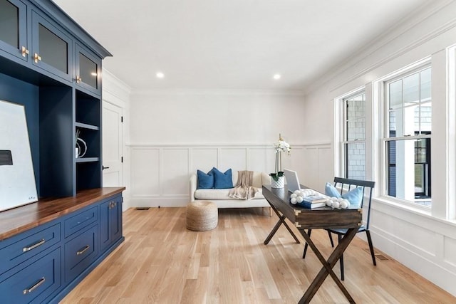 10 Dawson Way, Falmouth, MA 02536 - office space featuring plenty of natural light, ornamental molding, light wood-style floors, a decorative wall, and a wainscoted wall