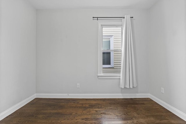 unfurnished room featuring dark hardwood / wood-style flooring