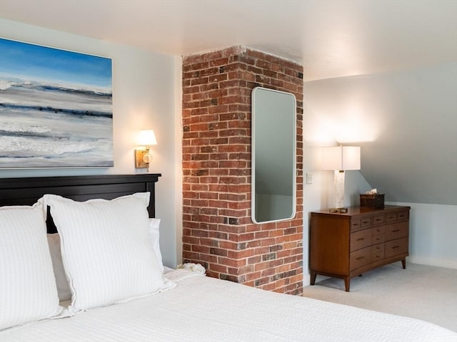 205 Powder Point Ave, Duxbury, MA 02332 - bedroom featuring carpet floors, brick wall, and lofted ceiling