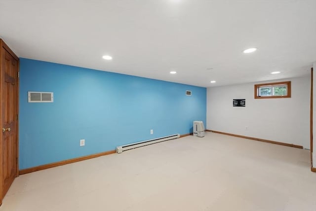 52 Richard Rd, Hanson, MA 02341 - basement featuring baseboard heating, recessed lighting, and light carpet