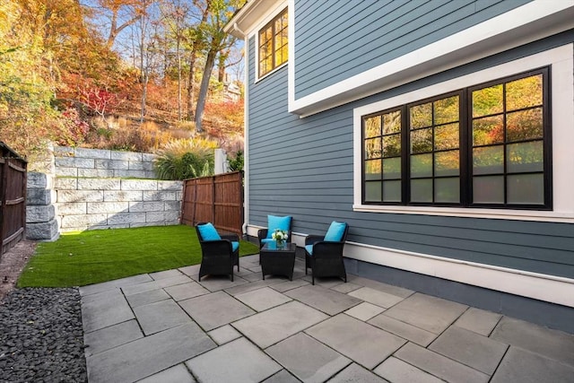 view of patio featuring fence private yard