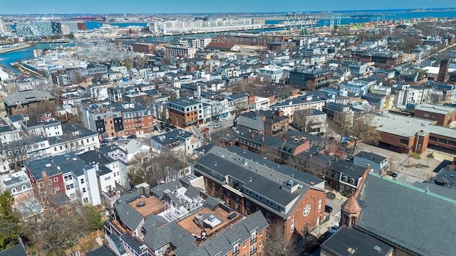 birds eye view of property with a view of city