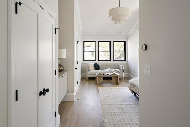 133 Fayerweather St Unit 1, Cambridge, MA 02138 - bedroom with crown molding and light wood finished floors