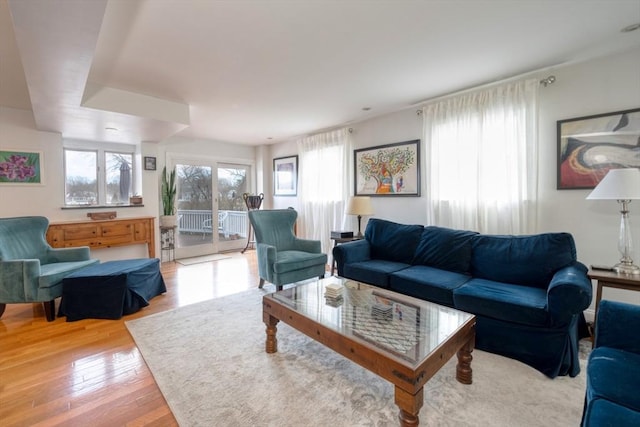 living room with light wood-type flooring