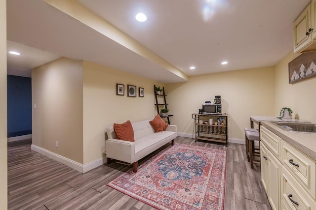 155 Great Marsh Rd, Barnstable, MA 02632 - living area featuring wood finished floors, baseboards, and recessed lighting