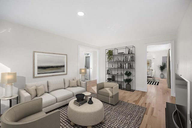 living room with light wood-type flooring