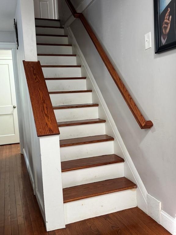 335 Euclid Ave, Lynn, MA 01904 - staircase with hardwood / wood-style floors