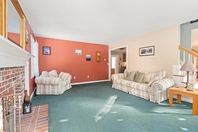 living room with carpet floors