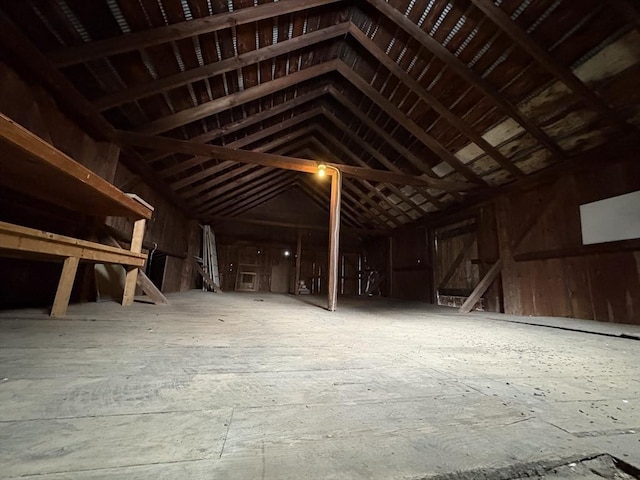 view of unfinished attic