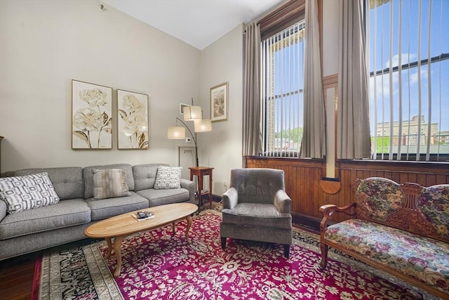 235 State St Unit 317, Springfield, MA 01103 - living area with wood finished floors, healthy amount of natural light, and vaulted ceiling