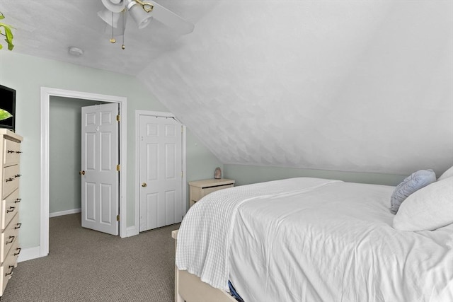 353 Medford St Unit 2, Malden, MA 02148 - carpeted bedroom with lofted ceiling, baseboards, and ceiling fan