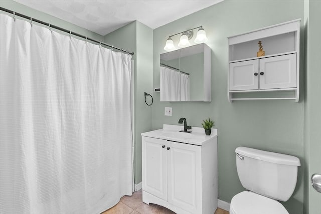 353 Medford St Unit 2, Malden, MA 02148 - bathroom featuring toilet, tile patterned flooring, vanity, and a shower with shower curtain