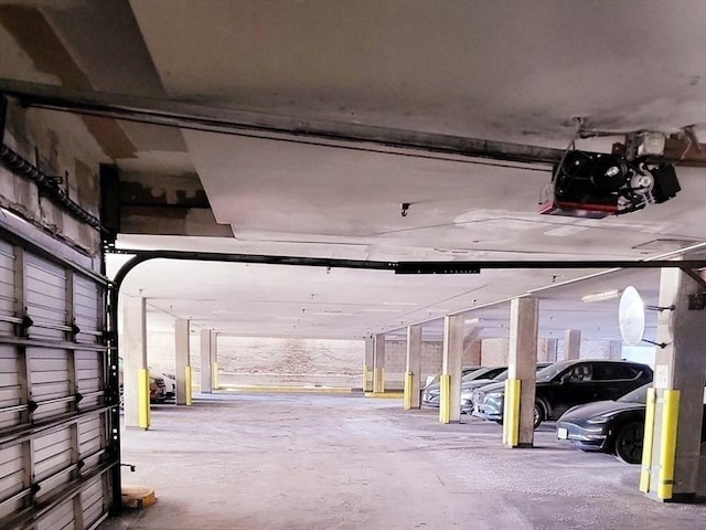 garage with a garage door opener