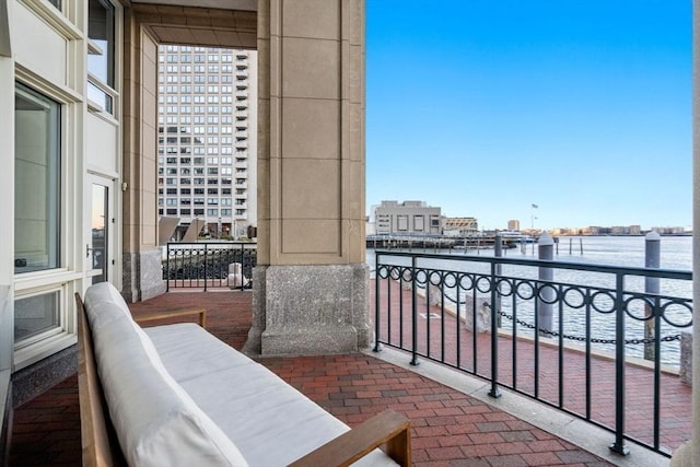 balcony with a water view