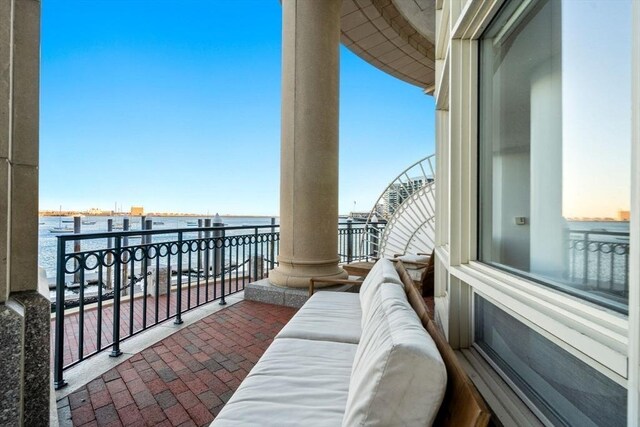 balcony with a water view