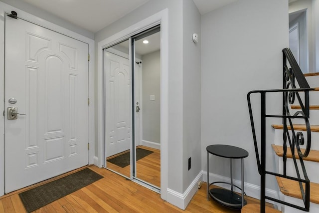 entryway with light wood-type flooring