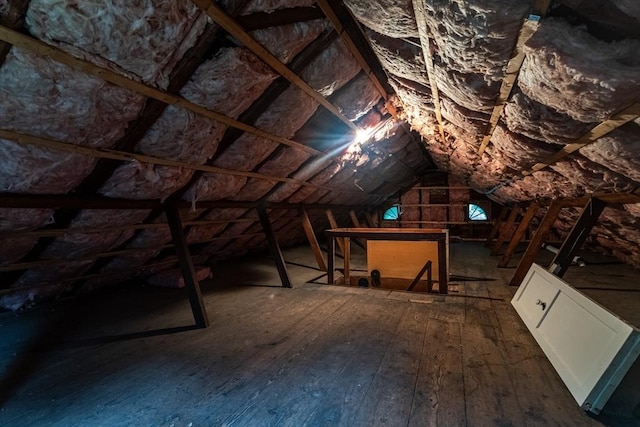 attic with an upstairs landing