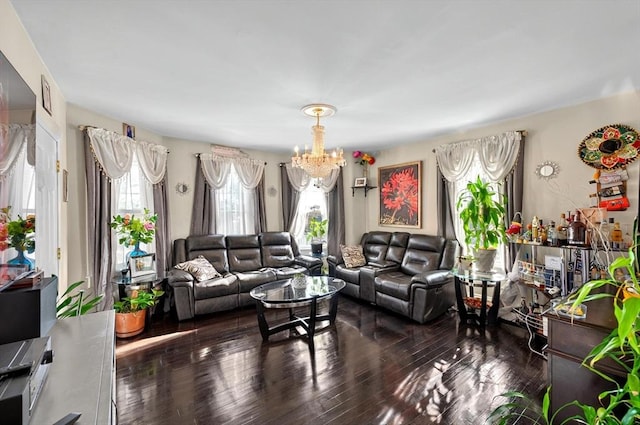 166 Beattie St Unit 2, Fall River, MA 02723 - living room featuring a chandelier and wood-type flooring