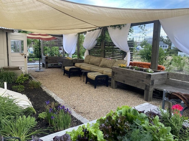 view of patio featuring an outdoor living space