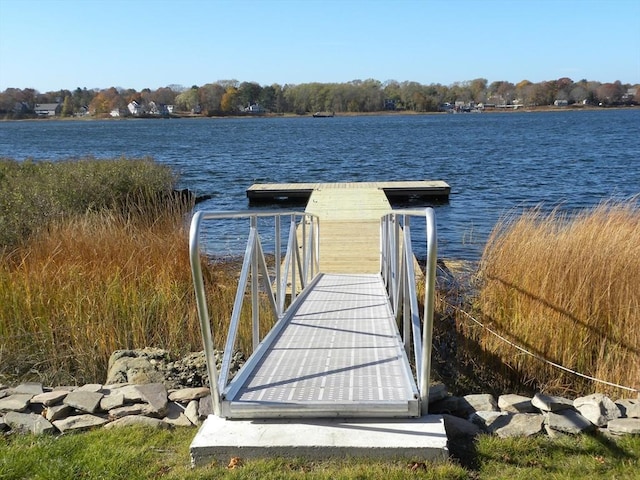 view of dock featuring a water view